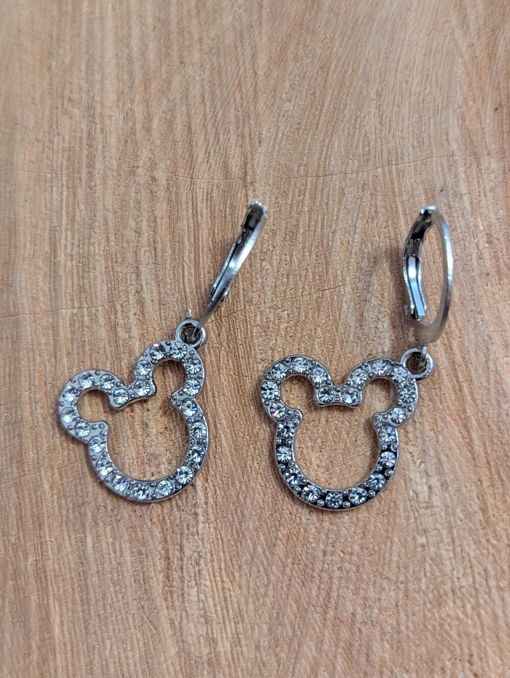 2 pairs Silver Tone Crystal Mouse Drop Earrings - Picture 3 of 3